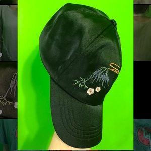 Black satin embroidered cap ~never worn~